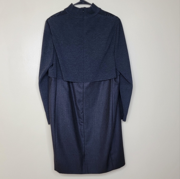 Akris Punto Mock-Neck Houndstooth Grey Striped Longsleve Sweater Dress - Picture 5 of 8